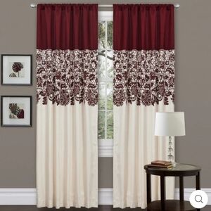 Lush Decor Estate Garden Flocked Window Panel Curtains Set